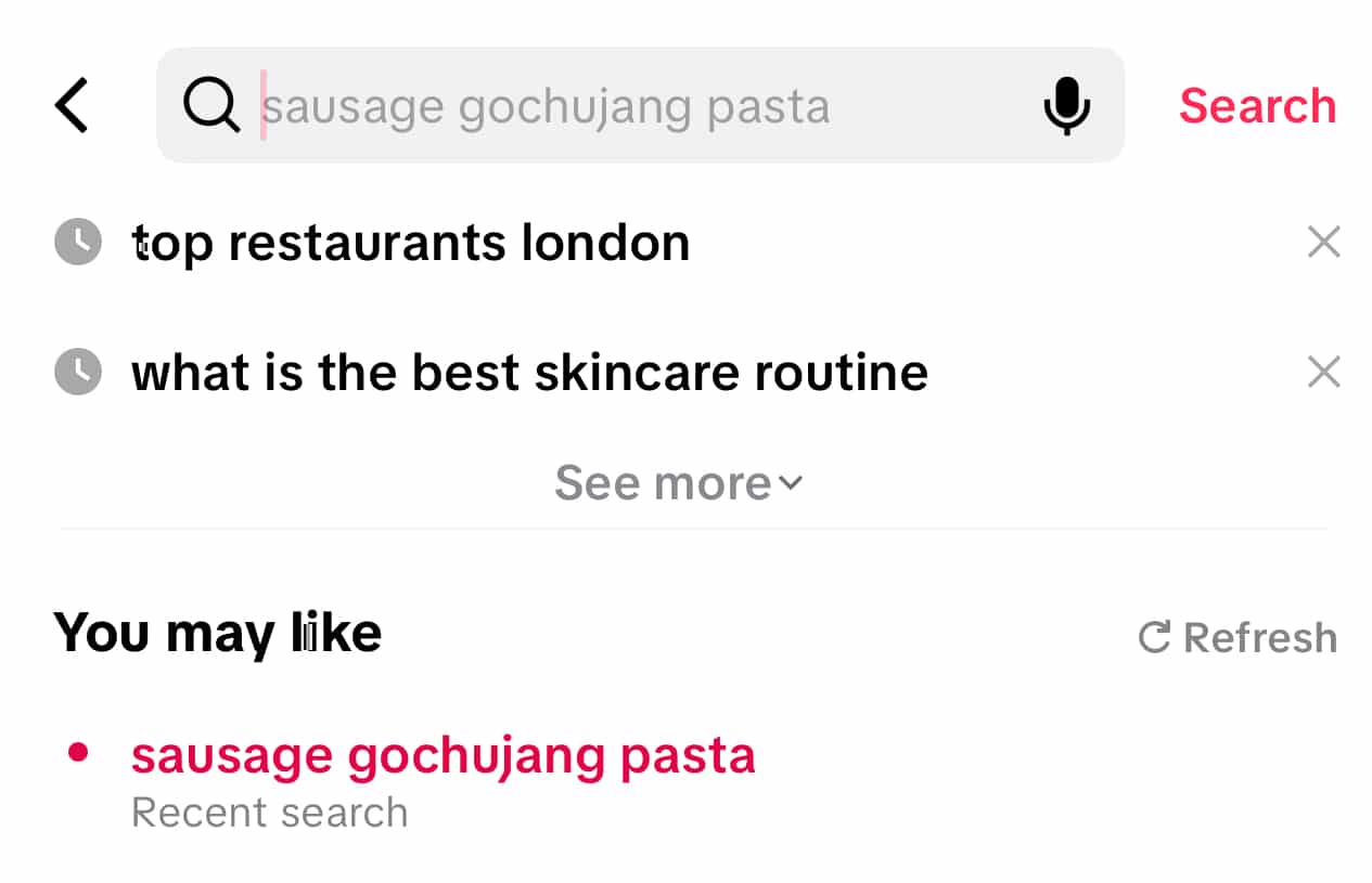 tiktok social search optimisation example